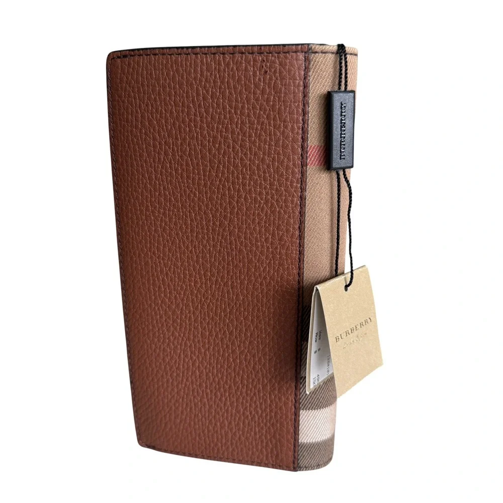 Burberry Cavendish Grainy Leather House Check Wallet Chestnut Brown 4061999 1